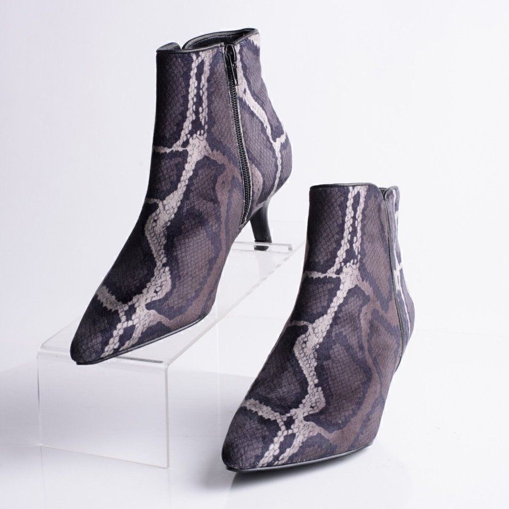 Vaneli Womens Taima Ankle Booties Boots Black Gray Velvet Snake Print Sz 6 New